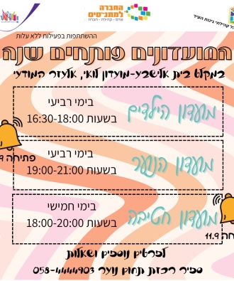 פתיחת שנה במועדוני הנוער